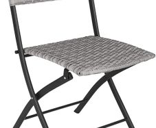 _Polyrattan Bistro Set 3-Piece for Garden, Balcony, Patio, Foldable Space-Saving with UV Protection - Various Colours - (Light Grey | No. 403714)