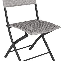 _Polyrattan Bistro Set 3-Piece for Garden, Balcony, Patio, Foldable Space-Saving with UV Protection - Various Colours - (Light Grey | No. 403714)