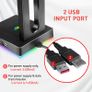 Havit RGB Headset Stand with 3.5mm AUX and 2 USB Ports Headphone Holder for Gamers Gaming PC Accessories Desk Black and White Image 3