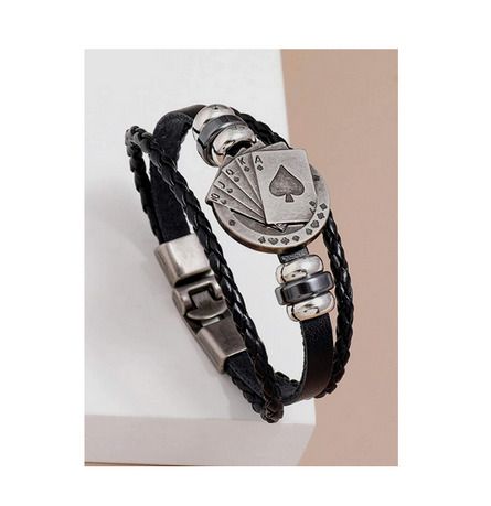 Men's Leather Bracelet with Poker - excellent gift