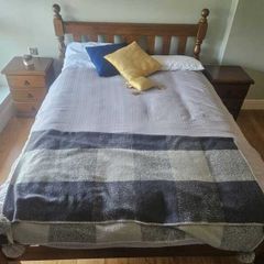 Queen Bed, Mattress & x2 side Lockers