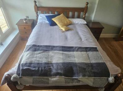 Queen Bed, Mattress & x2 side Lockers