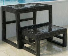 3-in-1 Stepping Stools Waterproof HDPE Adjustable for Kitchen, Library, Bathroom, Bedroom or Outdoor, Folding Steps Heavy Duty Supports up to 230 kg, Black