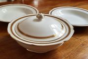 Antique Pr. Large China Soup Plates &amp; Tureen Edwardian