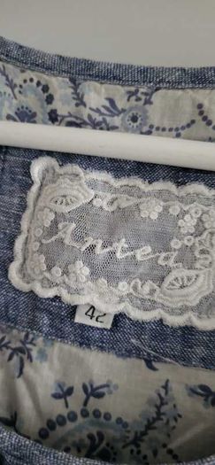 ANTEA blue cotton dress Sz 42 (Fit 12-14UK) - Rrp 89 Dollars