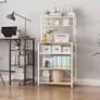 Kitchen Bakers Rack, Microwave Oven Stand with Storage Shelves, Industrial Coffee Bar Station, with Adjustable Wine Holders and 12 S Hooks, Metal Frame, Natural  White, 58 / 39 / 144CM Image 7