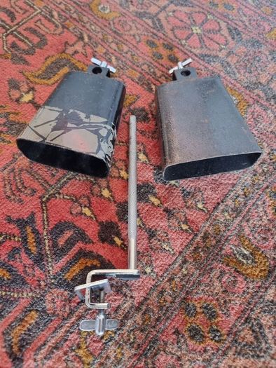 Cowbells 4" & 4.5" and bass drum clamp holder
