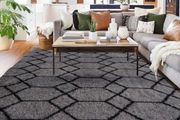 Geometric Rug for Bedroom, 120x180 Grey and Black Living Room Area Rugs for Kids Baby Room, Nursery, Dorm, Lounge Decor, Thick Soft Fluffy Plush