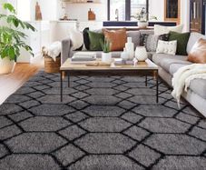 Geometric Rug for Bedroom, 120x180 Grey and Black Living Room Area Rugs for Kids Baby Room, Nursery, Dorm, Lounge Decor, Thick Soft Fluffy Plush