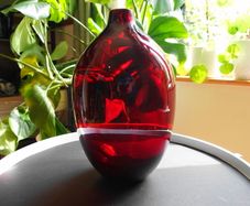 Hand Blown Art Glass Ruby Large Bottle