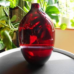 Hand Blown Art Glass Ruby Large Bottle