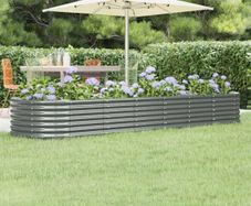 Garden Raised Bed Galvanised Steel 296x80x36 cm Grey