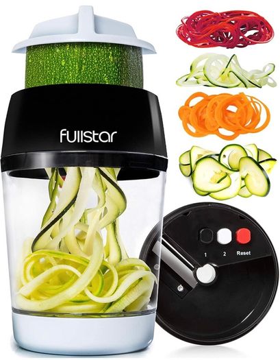 Vegetable Slicer Spiralizer for Vegetables - 4 in 1 Vegetable Spiralizer Spiraliser Hand Held with Container - Spaghetti Zoodle Zucchini Noodle Maker Food Spiralizer Veg Spiralizer Vegetable Slicer (FREE POSTAGE)