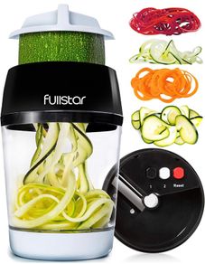 Vegetable Slicer Spiralizer for Vegetables - 4 in 1 Vegetable Spiralizer Spiraliser Hand Held with Container - Spaghetti Zoodle Zucchini Noodle Maker Food Spiralizer Veg Spiralizer Vegetable Slicer (FREE POSTAGE)