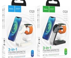 Hoco CQ3 Noble Foldable 3-In-1 Magsafe Wireless Fast Charger Black
