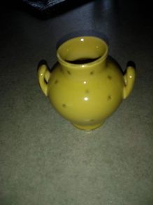 Gouda vase made in Holland gold pelted 7.5 cm. tall