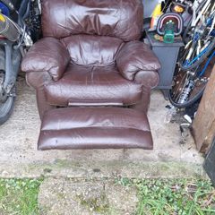 Brown leather recliner chair