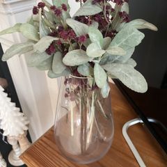 Large Glass Vase with artificial flowers