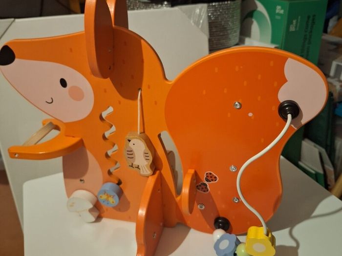 Wooden fox activity toy with mirror