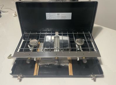Adventuridge 2-Burner Gas Camping Stove with Grill