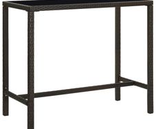 Garden Bar Table Brown 130x60x110 cm Poly Rattan and Glass