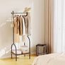 Clothes Rail, Hall Tree, Freestanding Coat Rack with Wooden Storage Shelf, 4 Hooks, Compact Clothes Organiser Garment Stand for Home Hallway Bedroom W51xD39xH157cm Image 8