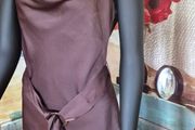 River Island Chocolate Brown Satin Effect Midi Dress, Size 8