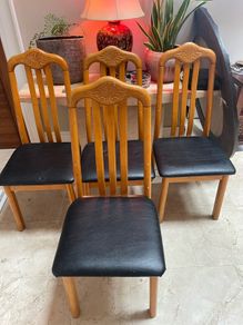 4 x Gorgeous Leather Padded Kitchen Dining Chairs - Can Deliver