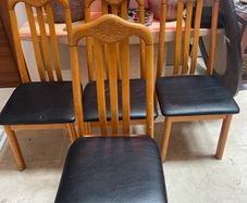4 x Gorgeous Leather Padded Kitchen Dining Chairs - Can Deliver