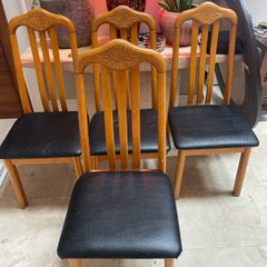 4 x Gorgeous Leather Padded Kitchen Dining Chairs - Can Deliver