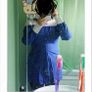 Blue a-line block long shirt Image 6