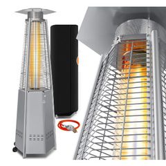Patio Heater 12.5 kW Gas Heater Including Protective Cover with Gas Hose Pressure Regulator, Stainless Steel Heat