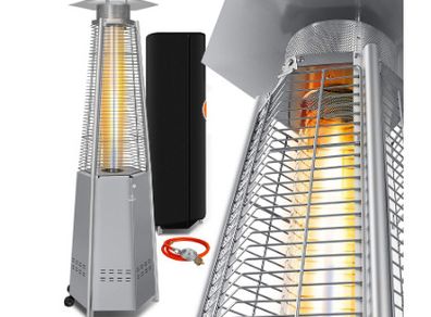 Patio Heater 12.5 kW Gas Heater Including Protective Cover with Gas Hose Pressure Regulator, Stainless Steel Heat