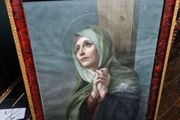 Vintage 1934 large print Mater Dolorosa glass wood framed
