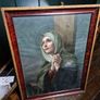 Vintage 1934 large print Mater Dolorosa glass wood framed Image 10