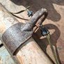 This Antique 19th Century Wooden Single Tree used to connect a Horse or Ox to Farm Equipment. The item features handmade wooden construction with blacksmith-forged iron hook Stage or Movie Props Image 2