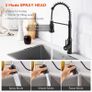 NEW SALE | Black Kitchen Tap,Spring Kitchen Taps with Pull Out Spray,3 Spray Modes 360 Degree Swivel High Arc Single Handle Kitchen Sink Mixer Tap with Pull Down Sprayer BLACK Image 4
