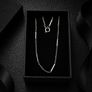 Vintage 925 Sterling Silver Bar Link Station Chain Image 2