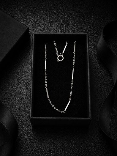Vintage 925 Sterling Silver Bar Link Station Chain