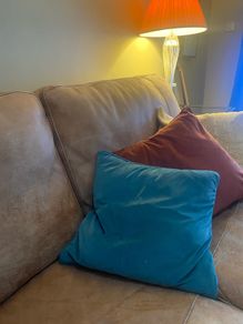 corner couch - light hide colour - 5 years old