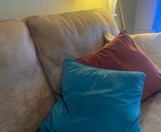 corner couch - light hide colour - 5 years old