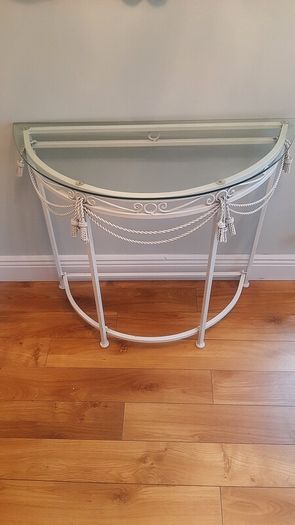 White Wrought console table and mirror set
