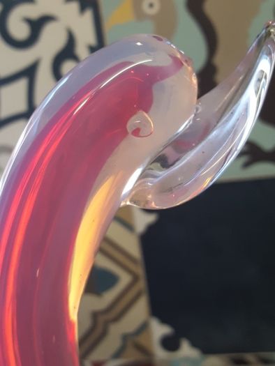 Murano Glass Pink Opaline Swan