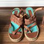Ladies Camper Tan Leather High Heel Sandal Size 36 Image 4