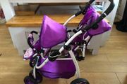 Purple Tandem Stroller for Dolls