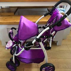 Purple Tandem Stroller for Dolls