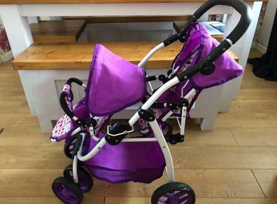 Purple Tandem Stroller for Dolls