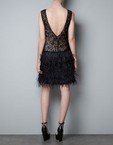 Dress zara ostrich feathers