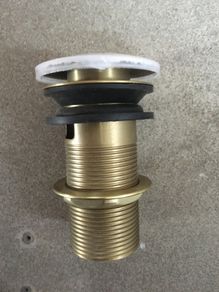Brushed brass pop up plug & waste