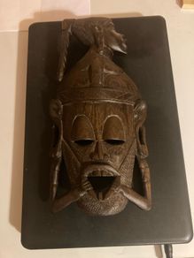 African hand craved vintage wooden mask postage available